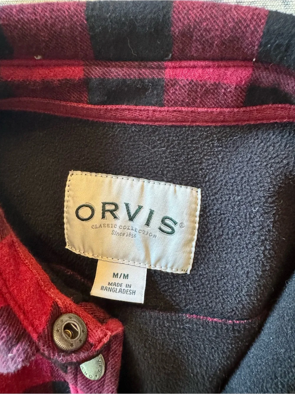 Orvis Red and Black Buffalo Plaid Snap-Front Shirt Jacket